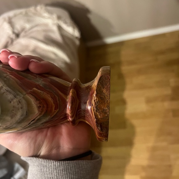 Real Vintage Onyx Marble Stone Carved Vase Multicolour - Picture 5 of 6